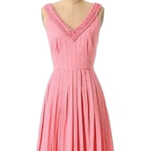 Anthropologie pink polka dot Moulinette Soeurs Melon Ball fit and flare dress 8